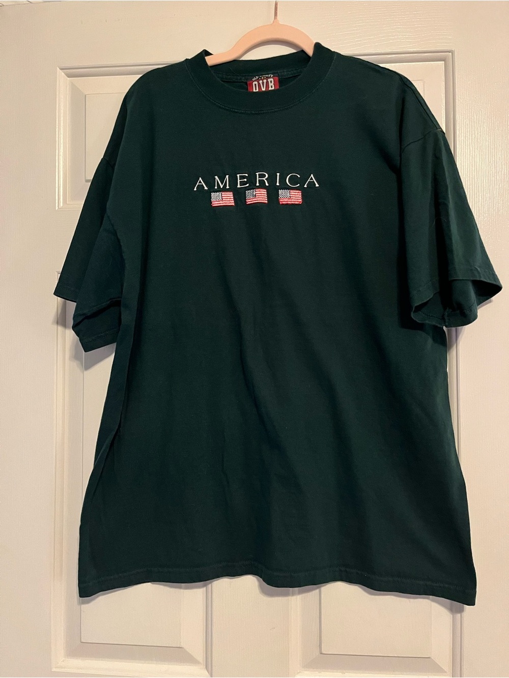 America Flag Graphic Short Sleeve Tee - Deep Green | XL